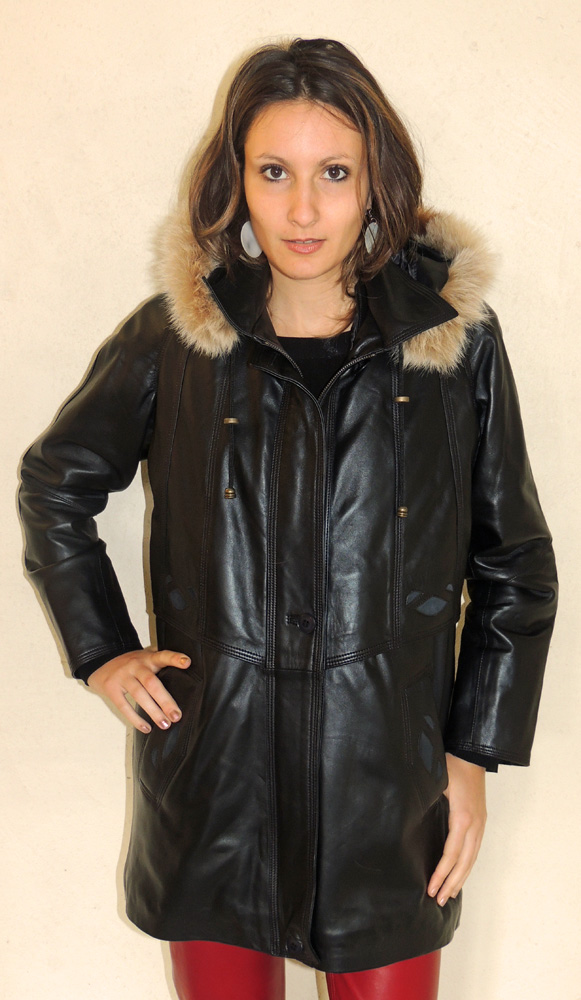 parka en cuir femme