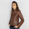 Blouson en cuir pour femme marron CITY – Image 2