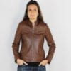Blouson en cuir pour femme marron CITY