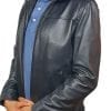 Blouson cuir bleu marine pour homme – Image 4