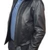 Blouson cuir bleu marine pour homme – Image 3