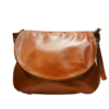 Sac à main en cuir vachette camel avec rabat