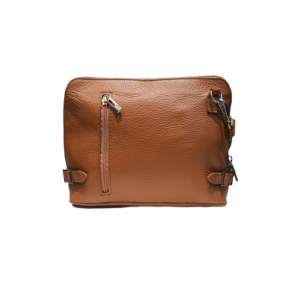 petit sac à main en cuir vachette grainé marron clair vu de face