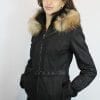 Veste cuir nubuck pour femme avec capuche amovible – Image 2