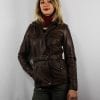 Veste en cuir marron avec ceinture pour femme – Image 2