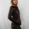 Veste en cuir marron avec ceinture pour femme – Image 4