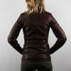 Veste en cuir marron avec ceinture pour femme – Image 5