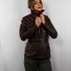 Veste en cuir marron avec ceinture pour femme – Image 3