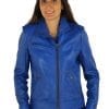 Blouson femme en cuir bleu sabrina – Image 2