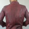 Blouson en Cuir craquelé Rouge "Milano" Homme – Image 4