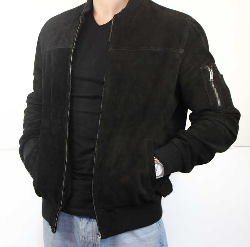 Blouson Teddy en Daim noir pour homme