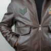 Blouson "Aviateur" en Cuir Marron avec écussons Homme – Image 5