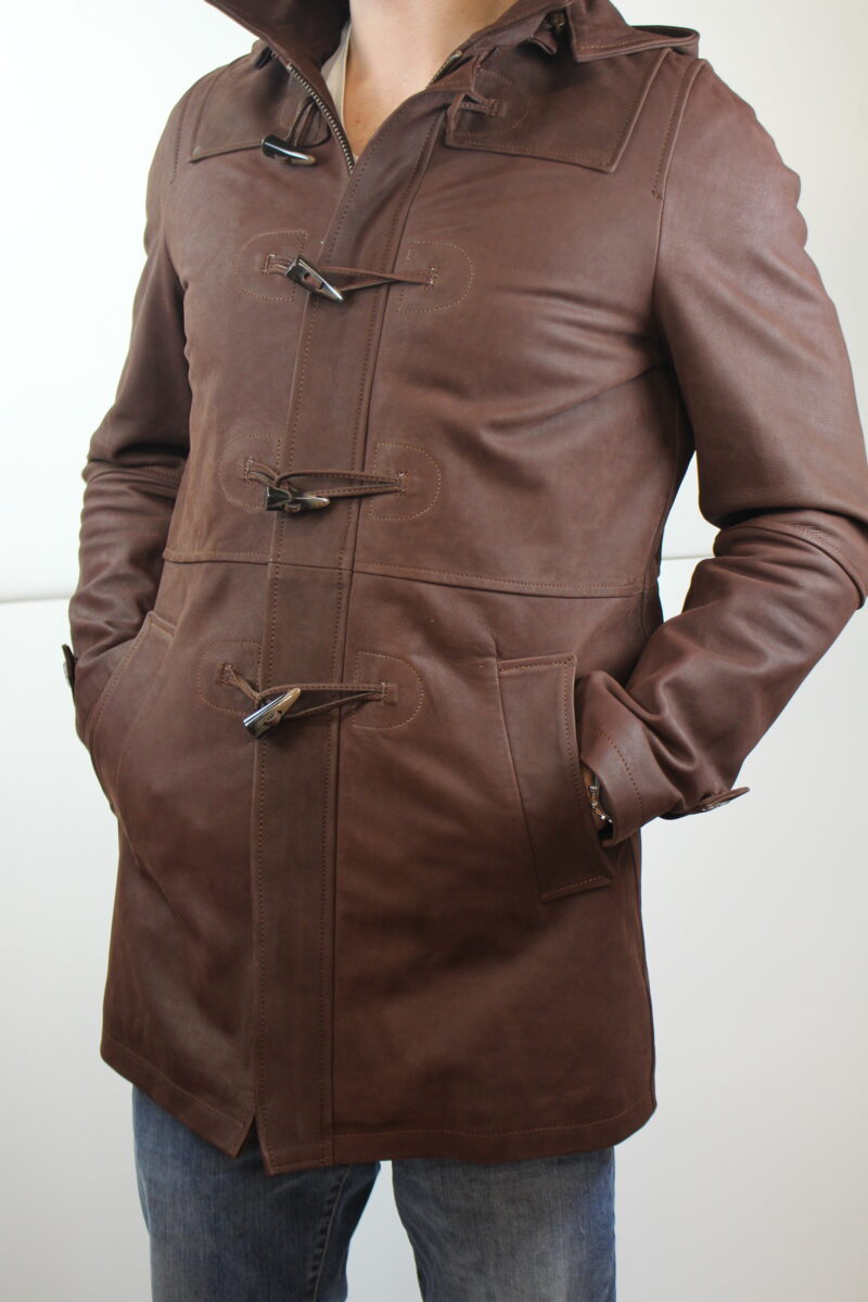 duffle coat en nubuck fermé de face