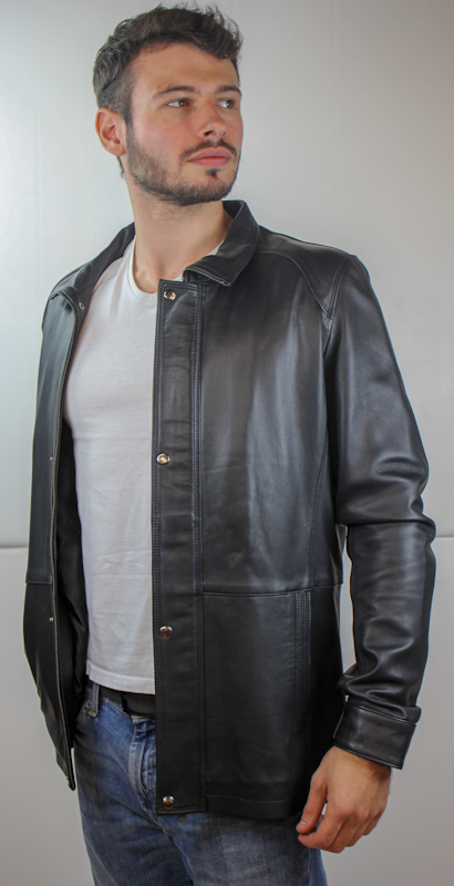 LP-FACON Manteau 3/4 Pour Homme - Marron Geniue Leather Sport