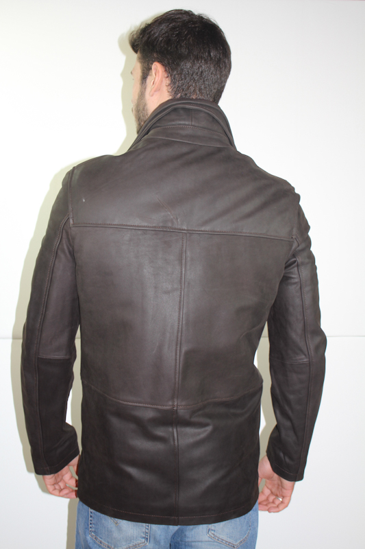 Veste demi longueur en nubuck marron