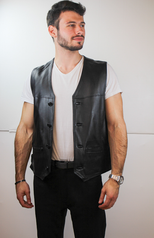 Gilet en Cuir Noir Wolfgang - Pour homme