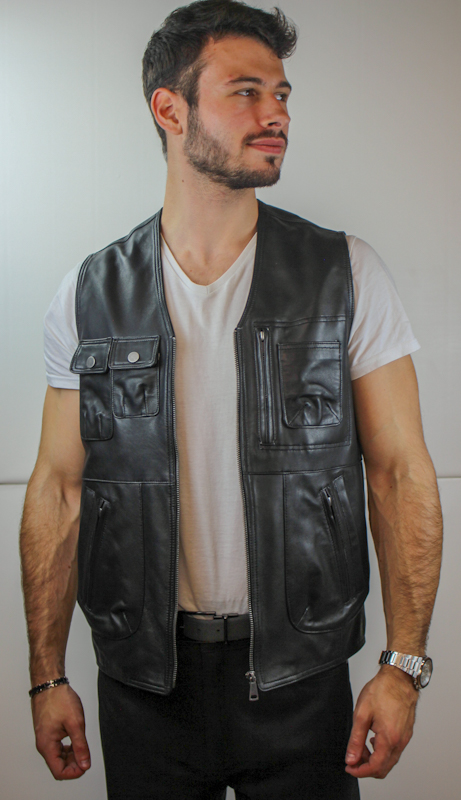 gilet en cuir pour homme