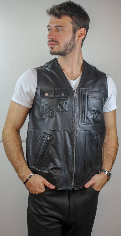 gilet reporter cuir homme