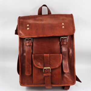 Sac à dos en cuir marron
