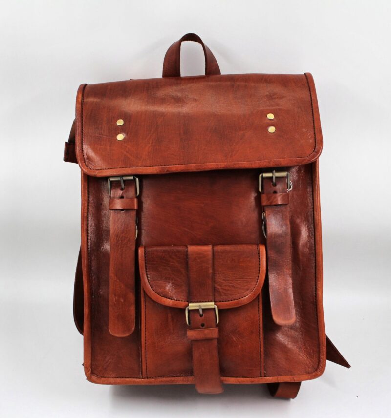 Sac à dos en cuir marron