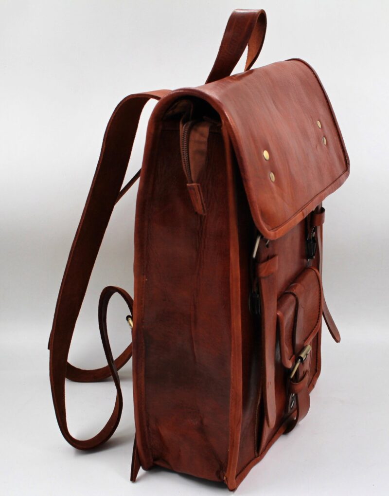 Sac à dos en cuir marron – Image 2