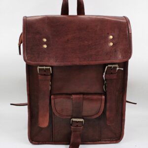 Sac à dos en cuir marron foncé