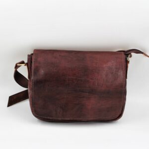Sacoche en cuir de vachette marron foncé