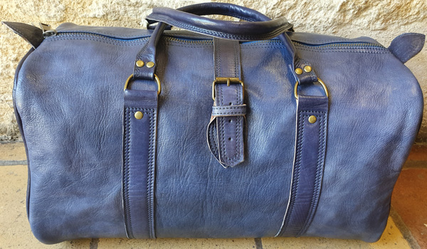 Sac de voyage en Cuir - Bleu - Grand format