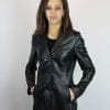 Veste en cuir agneau noir pour femme