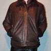 Bombardier marron foncé en peau de mouton pour homme
