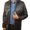 Blouson cuir agneau marron foncé – Image 2
