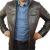 Blouson cuir agneau marron foncé – Image 3