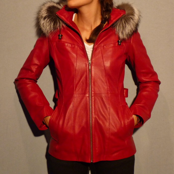 Veste femme en cuir rouge herm s