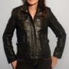 Blouson femme en cuir agneau noir tina