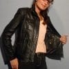 Blouson femme en cuir agneau noir tina – Image 3