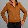 Blouson femme en daim noisette