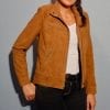 Blouson femme en daim noisette – Image 2