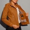 Blouson femme en daim noisette – Image 3