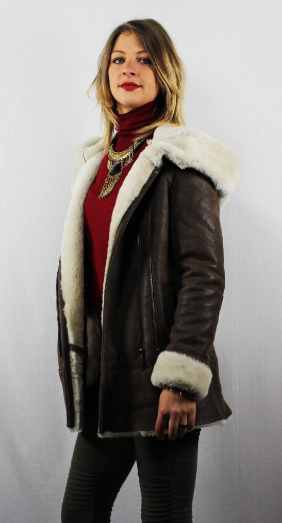 Veste en mouton retournÃ© marron vieilli pour femme | ItinÃ©rance Cuir