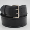 Ceinture en cuir double ardillon noir