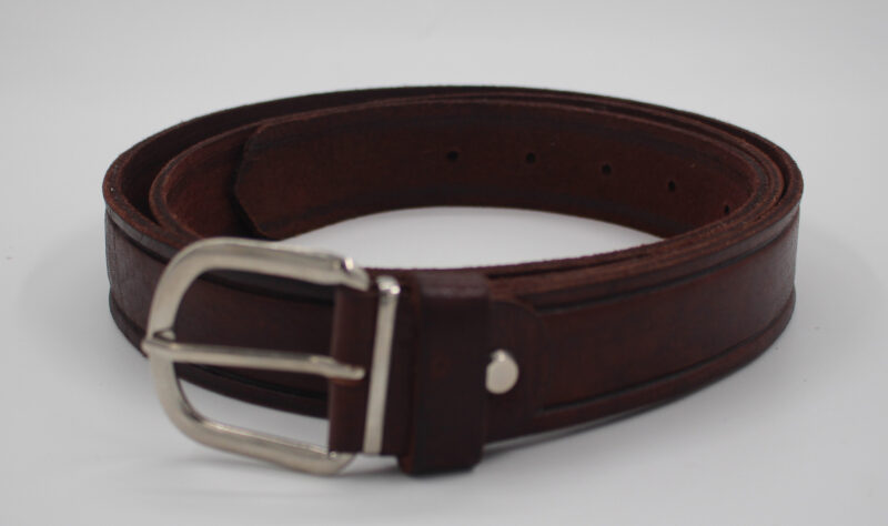Ceinture en cuir marron foncé pour homme – Image 3