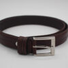 Ceinture en cuir marron foncé fine – Image 2