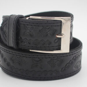 Ceinture large en cuir martelé noir
