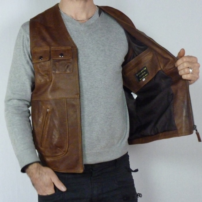 gilet homme en cuir