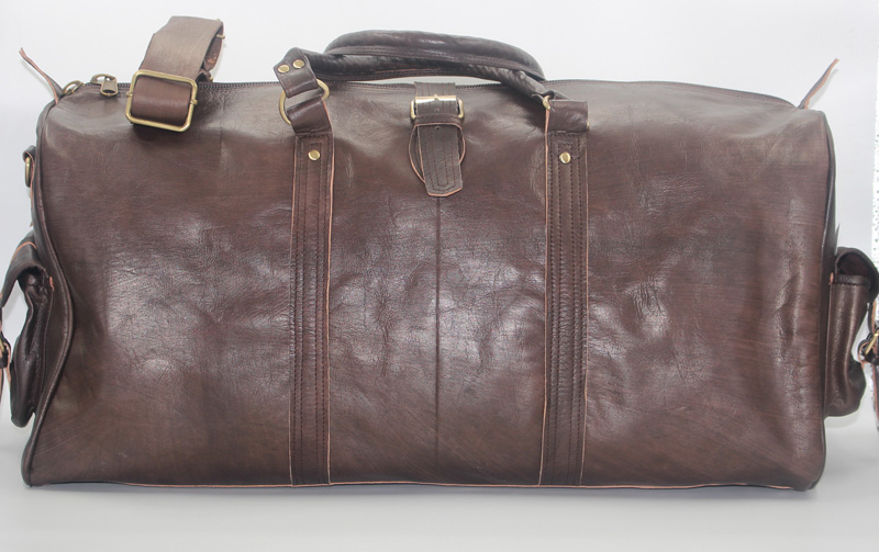 Sac de voyage en Cuir veritable- Marron foncé - Grand Format