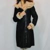 Manteau en peau retourné noir laine beige – Image 2