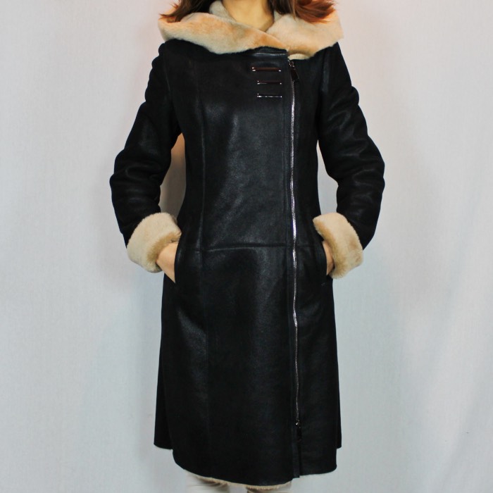 manteau femme peau lainée