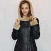 Manteau en peau retourné noir laine beige – Image 3