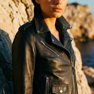 Blouson perfecto en cuir noir