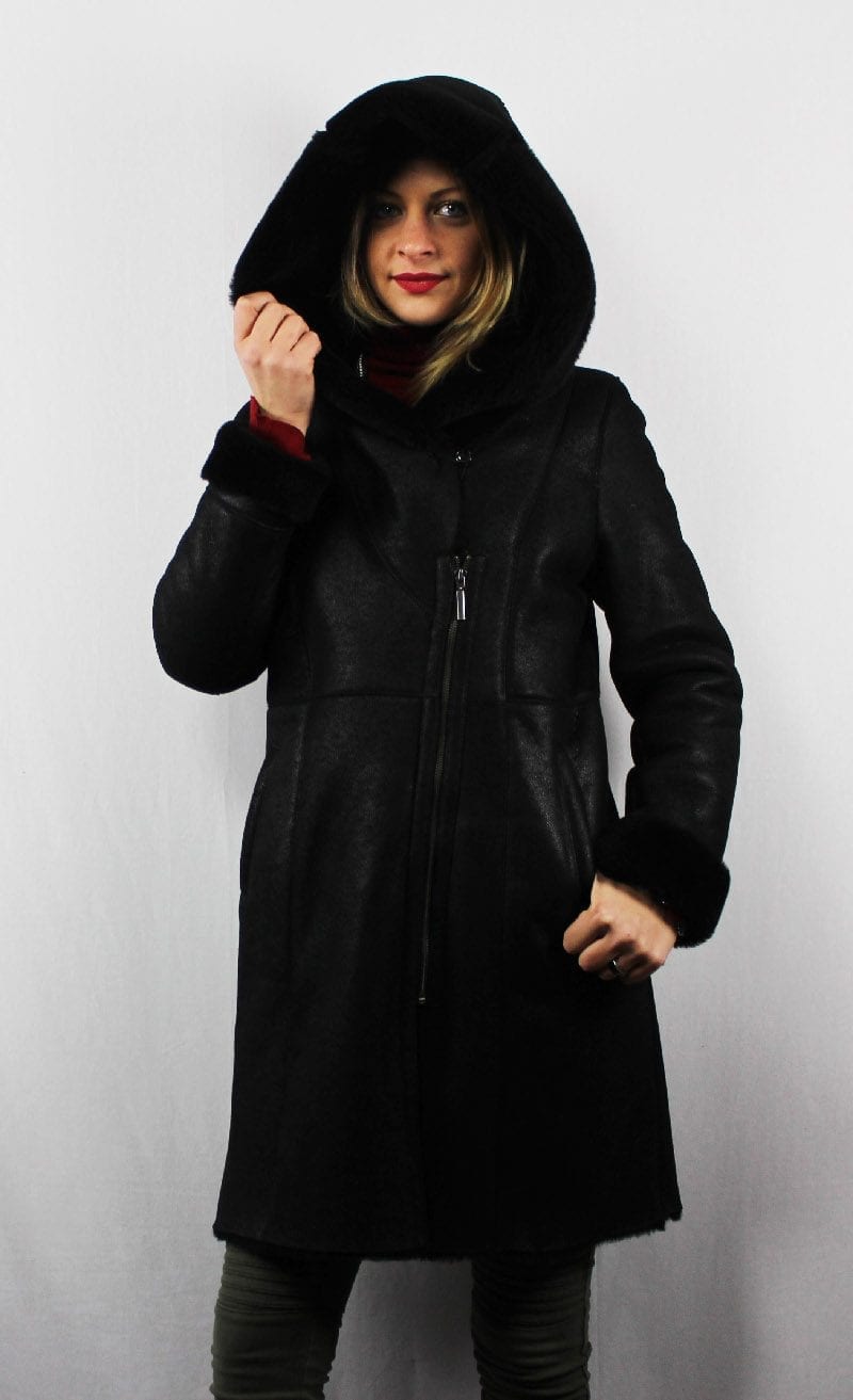 3 4 Peau Lainee Noir Pour Femme Itinerance Cuir Vetements Cuir Adaptes A Votre Morphologie